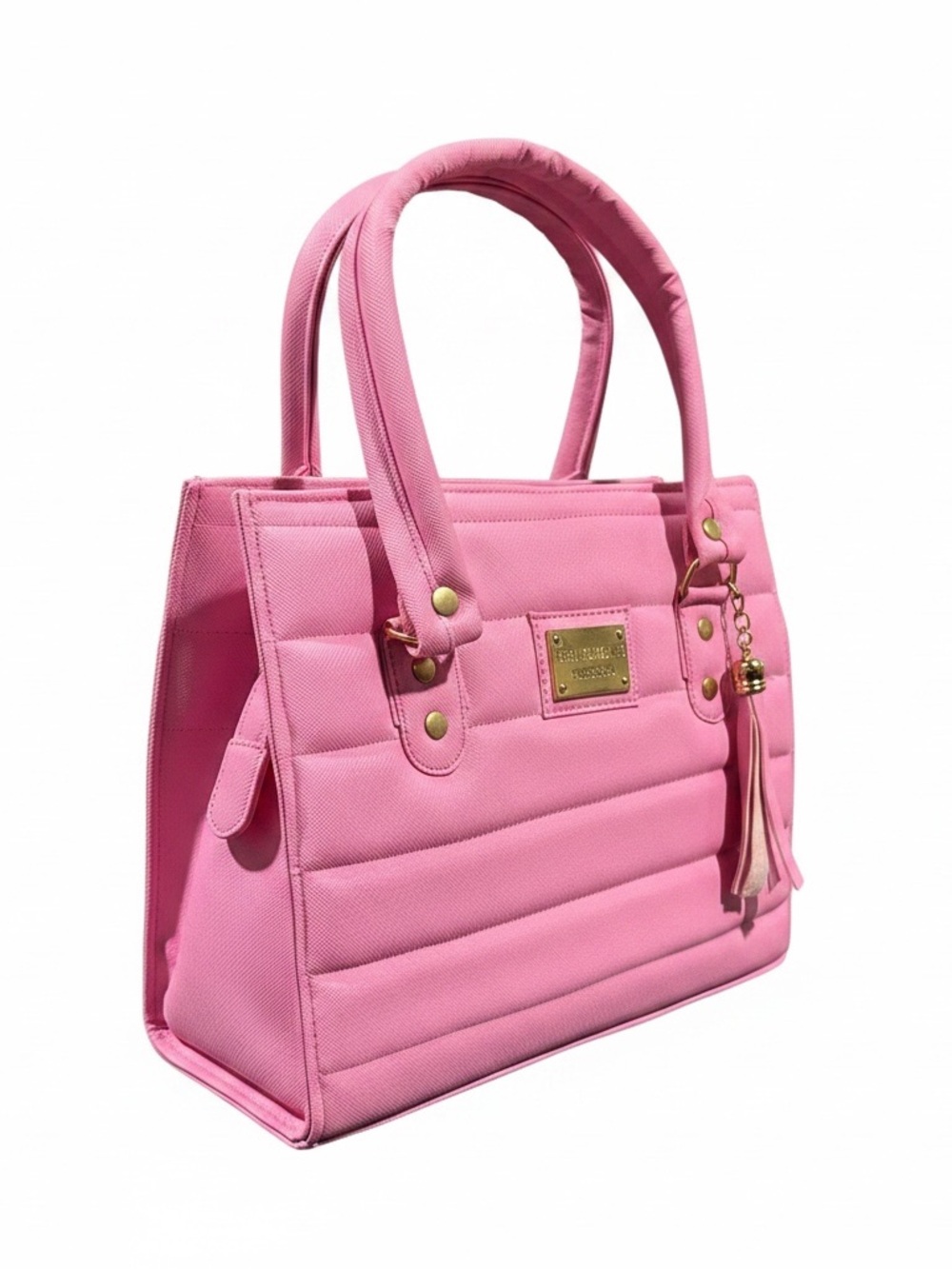 Pink Quilted Tote Handbag - Unbranded
